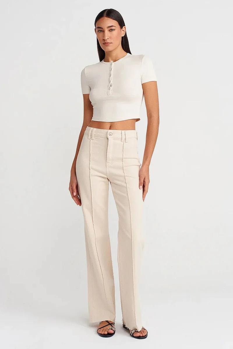 Dilvin DILVIN Women's High-waist Wide-leg Denim Trousers
