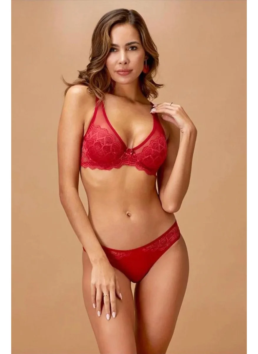 نورتيكس 4337 Unsupported Bra Panty Set-Burgundy