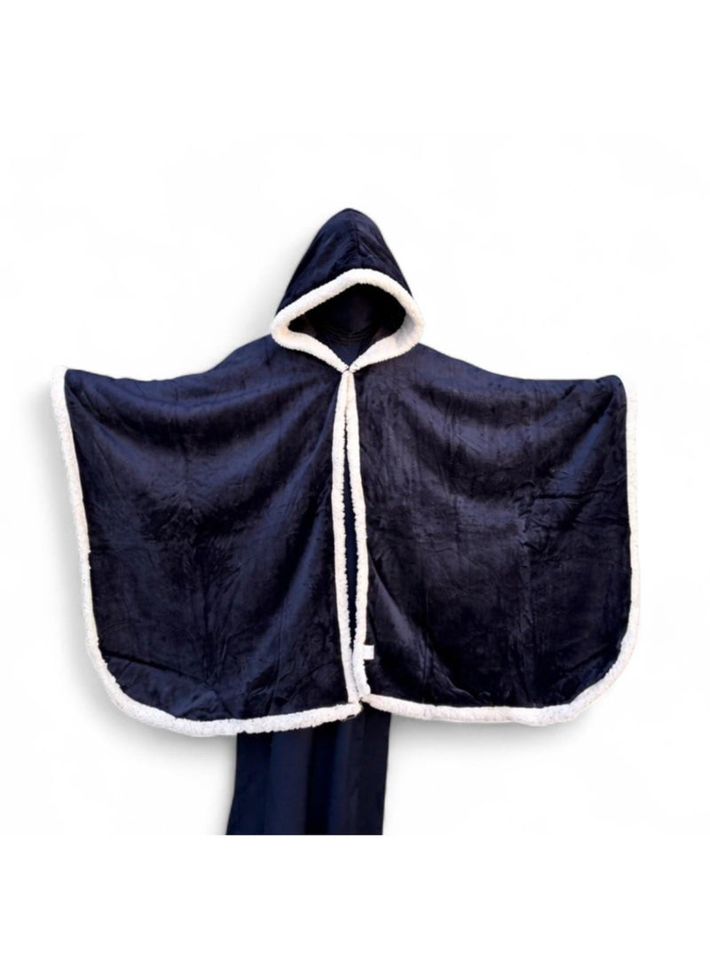 Luxurious soft and warm winter shawl blanket (dark blue) - Image 1