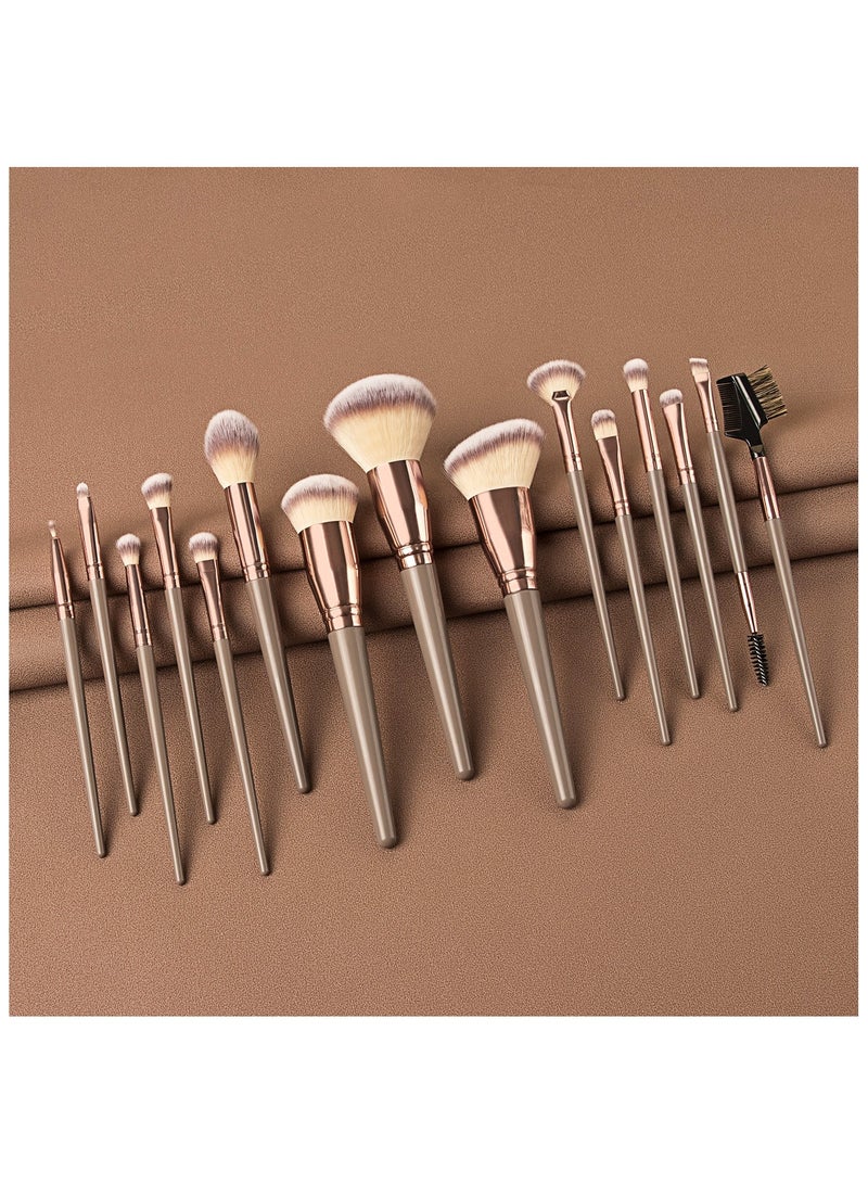 15Pcs Professional Makeup Brushes Set with Bag Premium Synthetic Makeup Brush  Foundation Eyeshadow Brush Travel Make up Brushes Set for Girls Women Gifts - Image 4