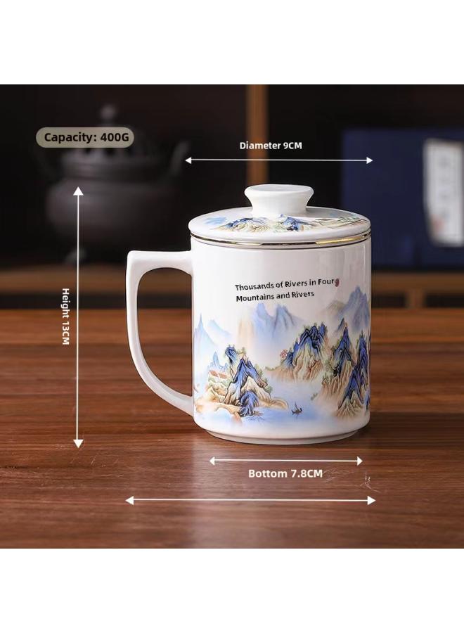 Chinese-style Ceramic Cup With Lid Office Tea Cup With Filter Net Tea Separation Cup Tea Separation Cup Personal Cup