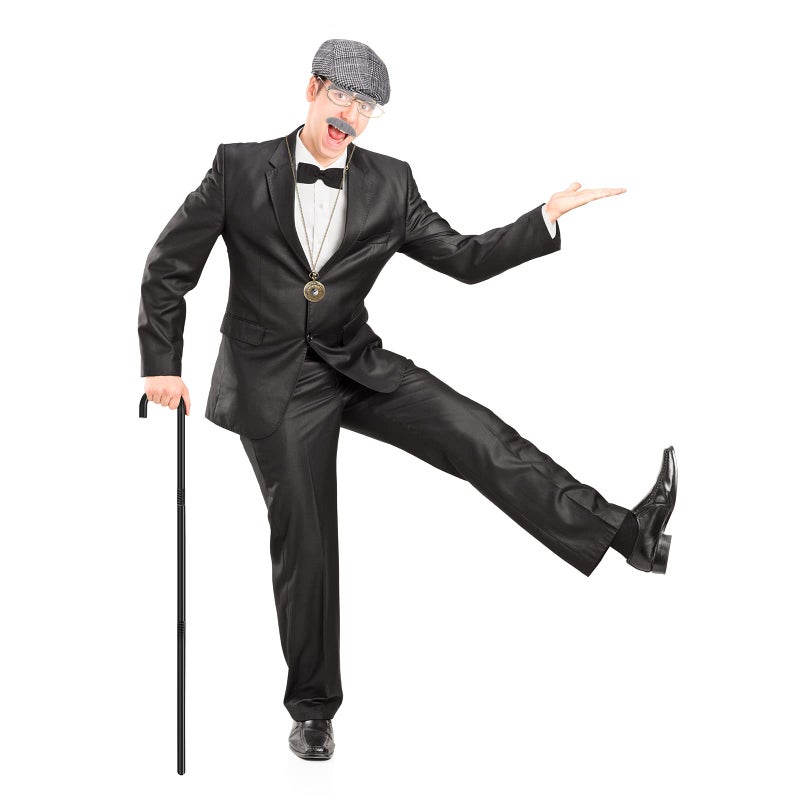 Jeere 100th Day Old Man Costume 1920s Grandpa Accessories Newsboy Hat Glasses Moustache Eyebrows Pocket Watch(Vivid Style) - Image 5