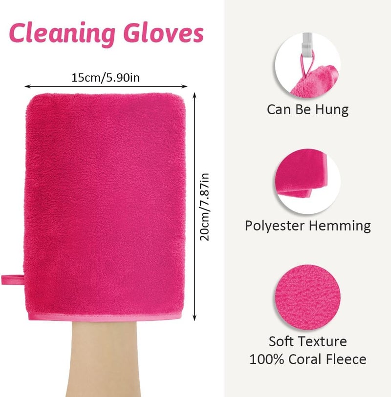 HOTUT 4 Pack Microfiber Body Wash Mitts, 15x20 cm Flannels Soft Shower Face Mitts, Face Cleansing Mitts, Soft Face Mitten, Bath SPA Cloth, Reusable Makeup Remover Mitt Gloves (4 Colors) Detachable clean - Image 2
