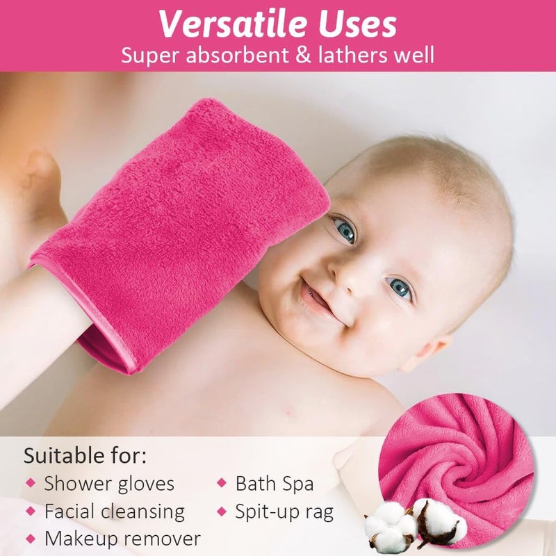 HOTUT 4 Pack Microfiber Body Wash Mitts, 15x20 cm Flannels Soft Shower Face Mitts, Face Cleansing Mitts, Soft Face Mitten, Bath SPA Cloth, Reusable Makeup Remover Mitt Gloves (4 Colors) Detachable clean - Image 3