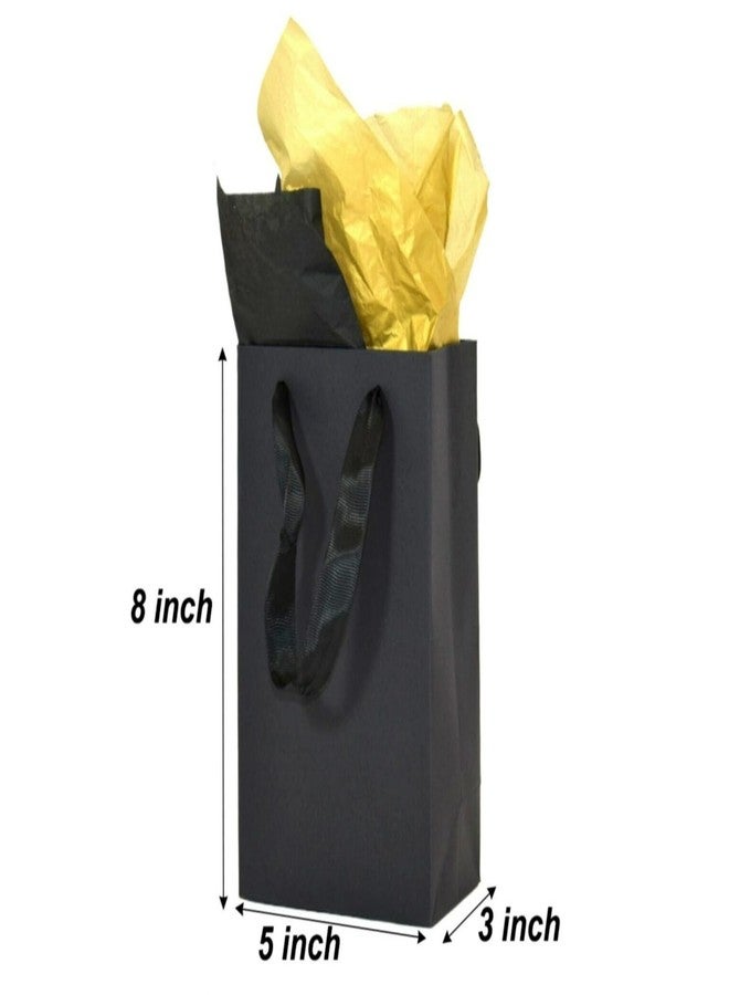 JUNESHE 4 Pack Small Black Gift Bags with Tissue Paper, 8 inch Mini Tiny Little Paper Bag for Birthday Party Favors Baby Bridal Shower Shopping Presents Wedding Welcome - Image 2