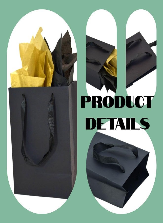JUNESHE 4 Pack Small Black Gift Bags with Tissue Paper, 8 inch Mini Tiny Little Paper Bag for Birthday Party Favors Baby Bridal Shower Shopping Presents Wedding Welcome - Image 4