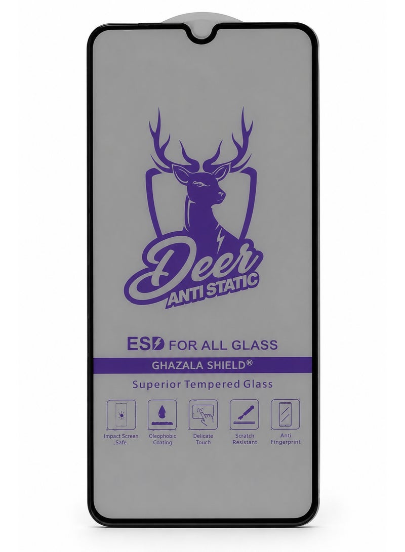 Deer Ghazala Shield ESD Anti-Static Tempered Glass Screen Protector for Samsung Galaxy A50 - Black Clear - Image 2