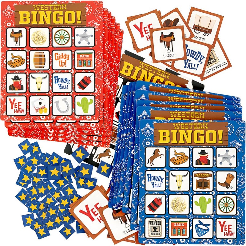 Fun Express Western Bingo Game Set 22Piece Cowboy Cowgirl Themed Bingo Game Perfect for Family Gatherings Birthday Parties Classroom Activities and WesternThemed Events 22 Pieces - Image 2