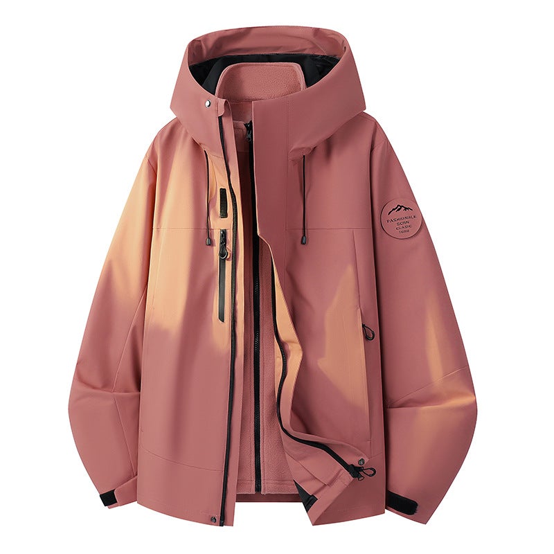 Unisex Outdoor 3-in-1 Jacket with Hood and Detachable Liner
