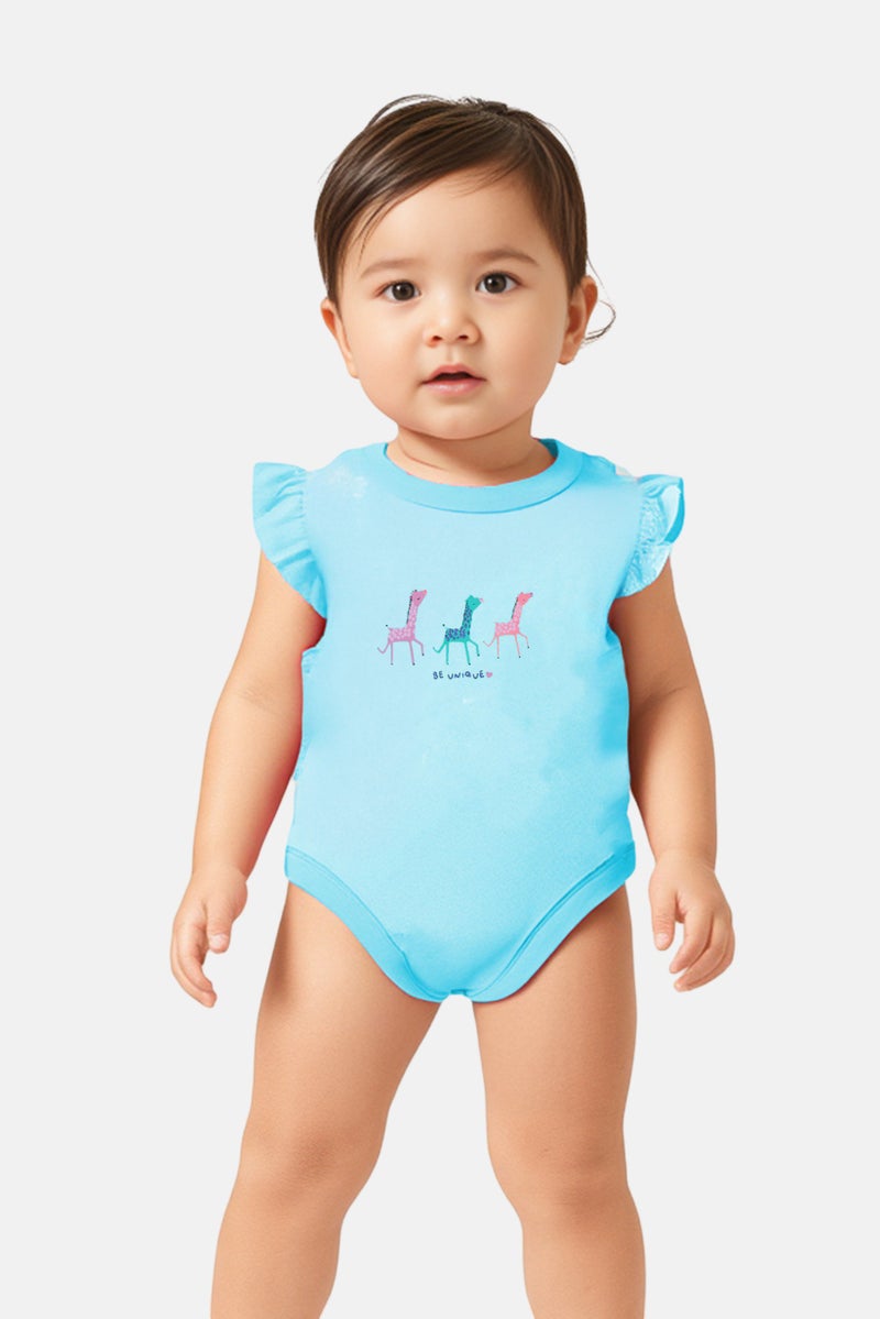 Hamleys Toddlers Girl 3 Pack Allover Print Short Sleeve Bodysuit, Multicolor - Image 1