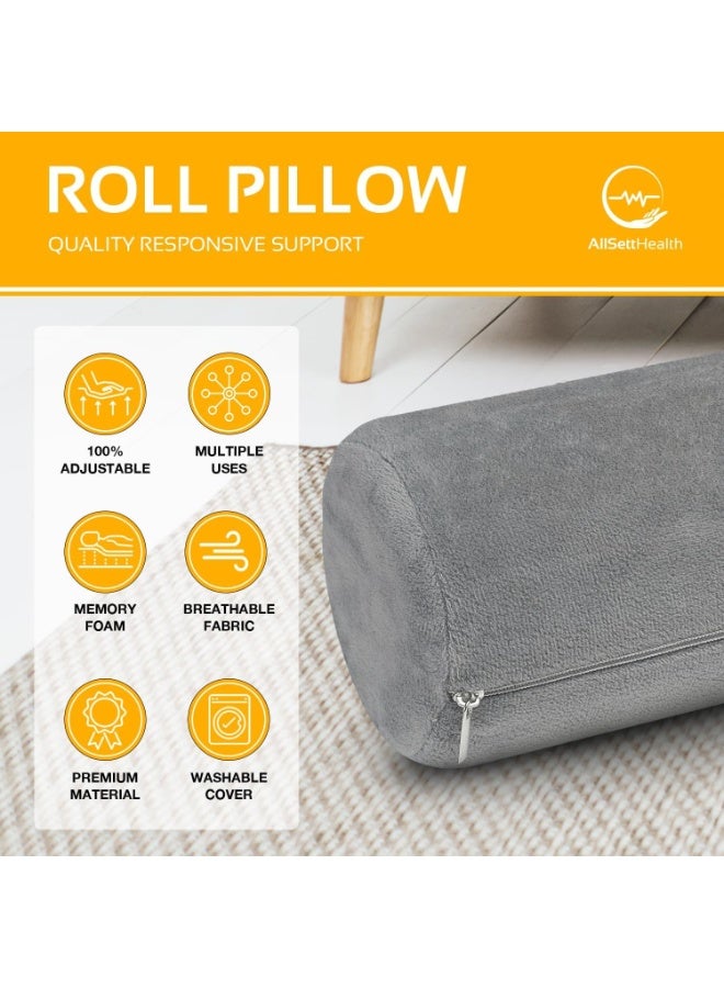 Cervical Neck Roll Memory Foam Pillow, Bolster Pillow, Round Neck Pillows Support for Sleeping | Bolster Pillow for Bed, Legs, Back and Yoga - Image 5