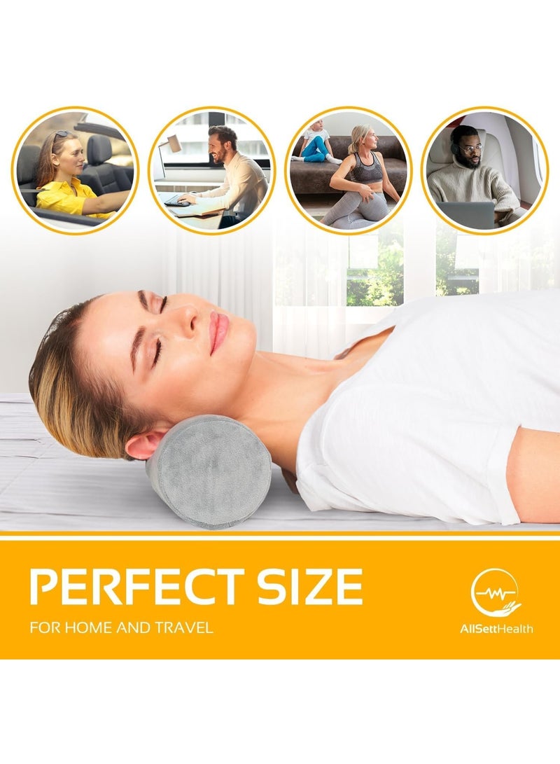 Cervical Neck Roll Memory Foam Pillow, Bolster Pillow, Round Neck Pillows Support for Sleeping | Bolster Pillow for Bed, Legs, Back and Yoga - Image 4