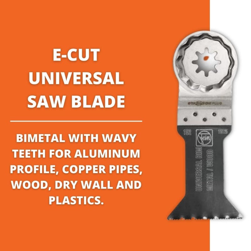 Fein Starlock Plus E-Cut Universal Saw Blade - Precision Cutting for Wood, Drywall & Plastics, Bimetal with Wavy Universal Teeth, Narrow Waisted, 1-1/8" Width, 2-3/8" Length, 10-Pack - 63502151290 - Image 4