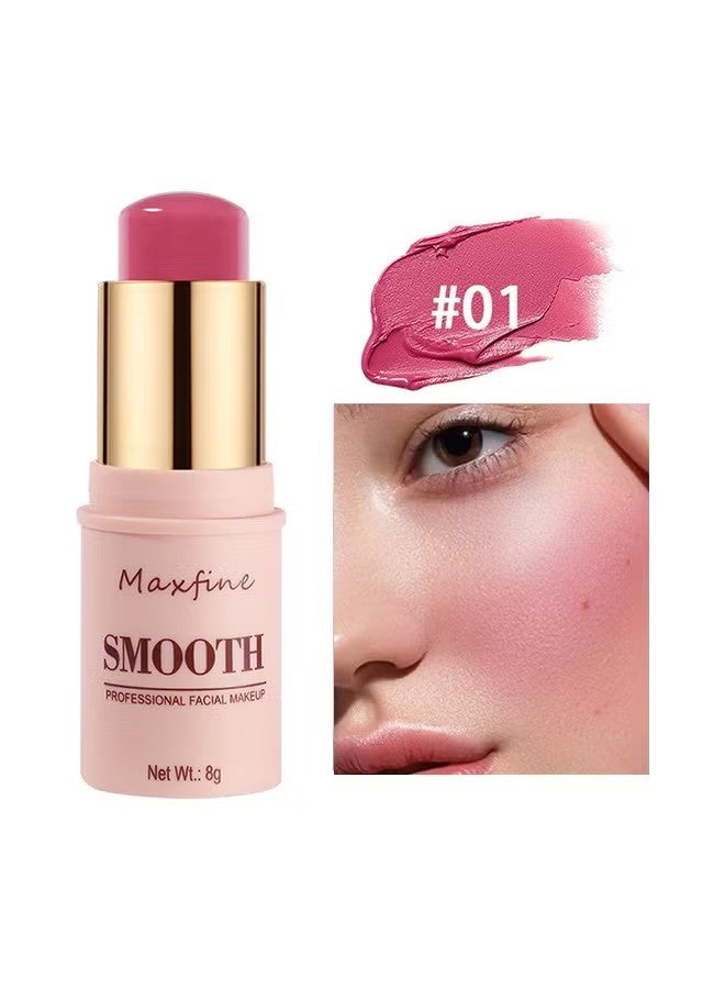 Maxfine Smooth Professional Facial  Makeup,Cheeks & Lips and Eyes, 3 in 1 Creamy Blush,Moisturizing and Delicate Long Lasting Makeup Retention (#01) - Image 1