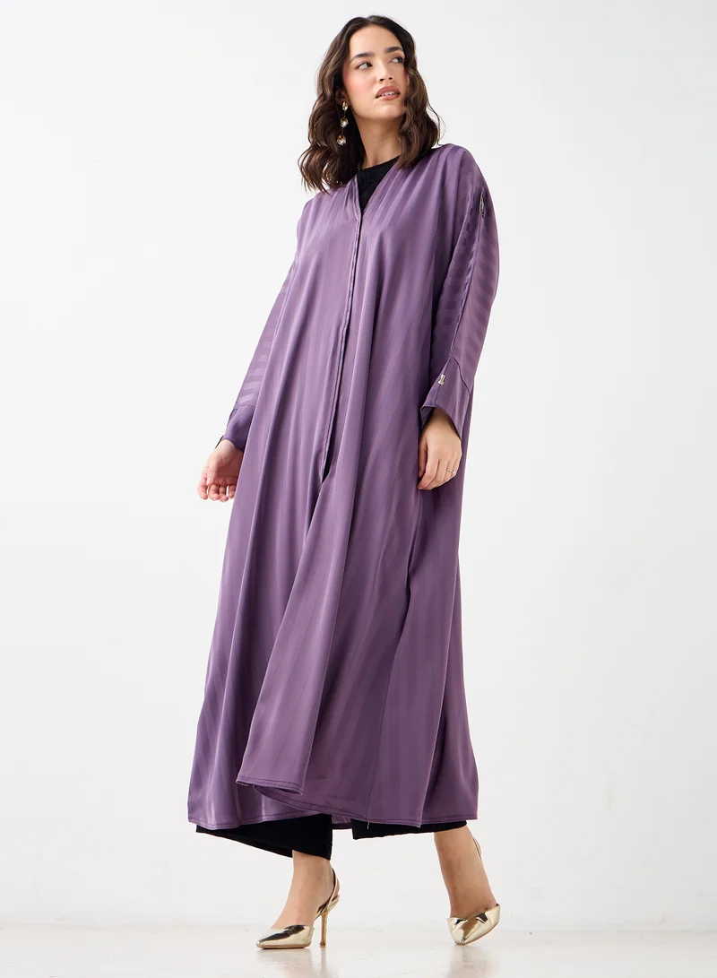 Hadiyath Al Madinah Lilac Striped Abaya - HM