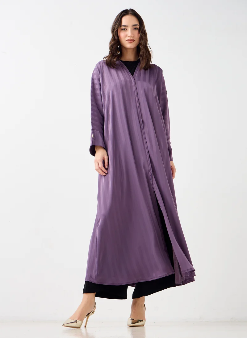 Hadiyath Al Madinah Lilac Striped Abaya - HM