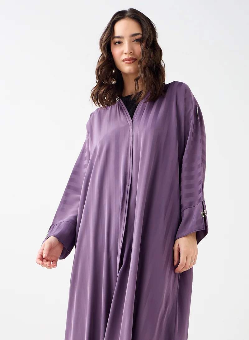 Hadiyath Al Madinah Lilac Striped Abaya - HM