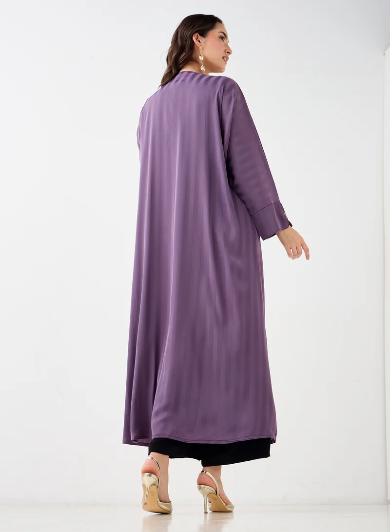 Hadiyath Al Madinah Lilac Striped Abaya - HM