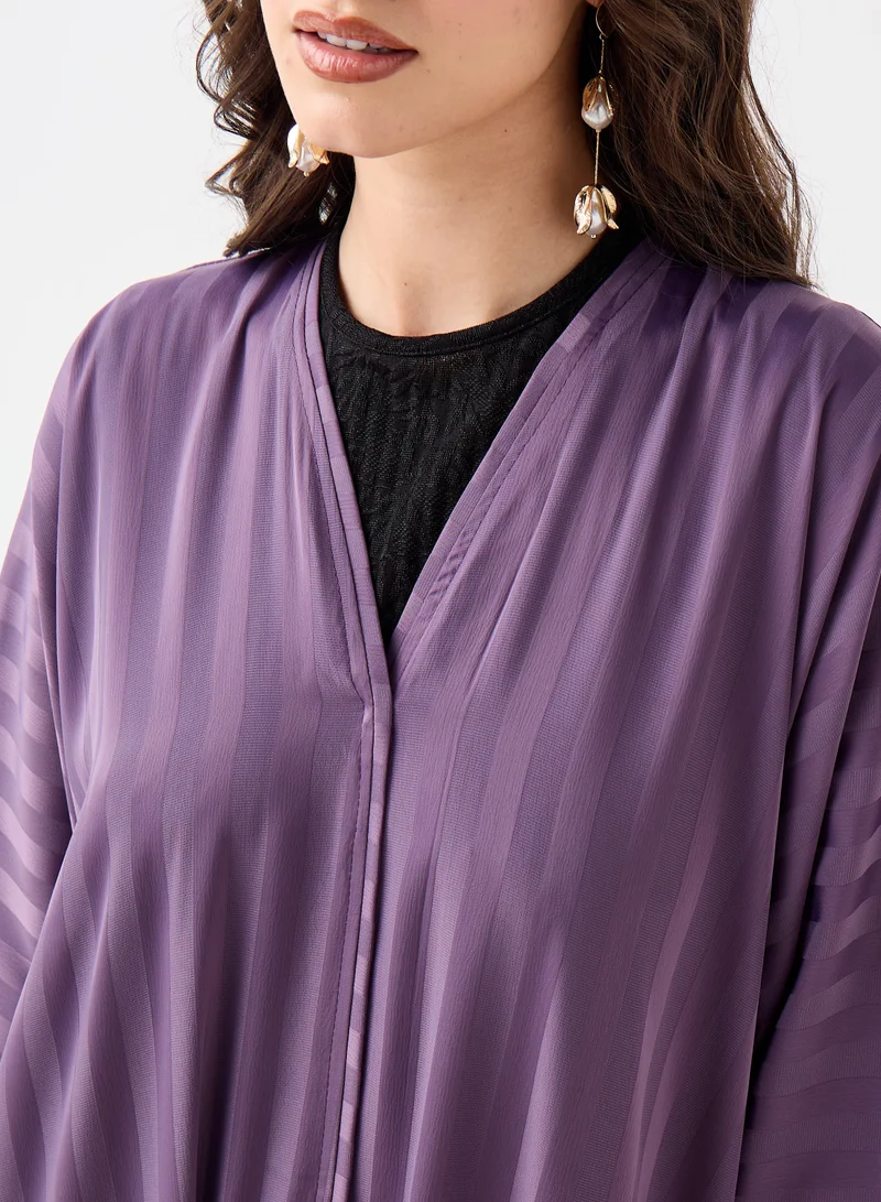 Hadiyath Al Madinah Lilac Striped Abaya - HM
