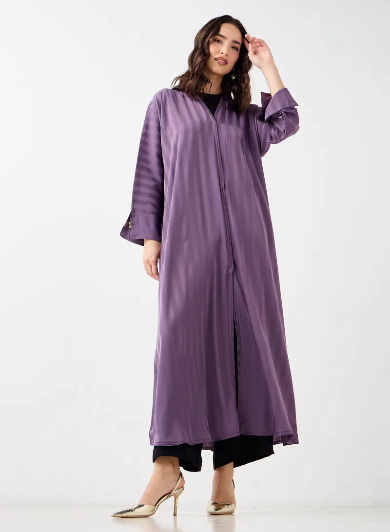 Hadiyath Al Madinah Lilac Striped Abaya - HM