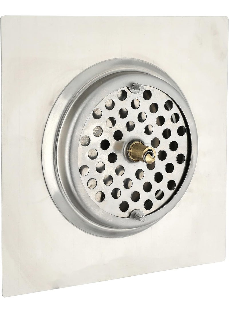 Square stainless steel floor drain strainer with a pop-up design, odor-proof and insect-proof bathroom drain cover - Silver - Image 1