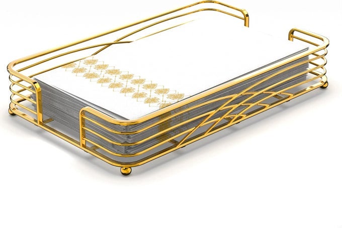 GOLD GUEST TOWEL HOLDER NAPKIN HOLDER FOR BATHROOM DISPOSABLE PAPER TOWEL STORAGE FOR BATHROOMS GOLD DECORATIVE TRAY PAPER TOWEL HOLDER FOR BATHROOM