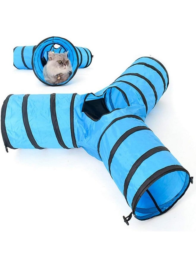 إيميلي بيتس لعبة نفق القطط الأليفة القابلة للطي بثلاث طرق، لعبة تفاعلية ممتعة للاختباء، لعبة طريق للقطط مع جرس للأرانب والقطط الصغيرة والجراء - Image 1