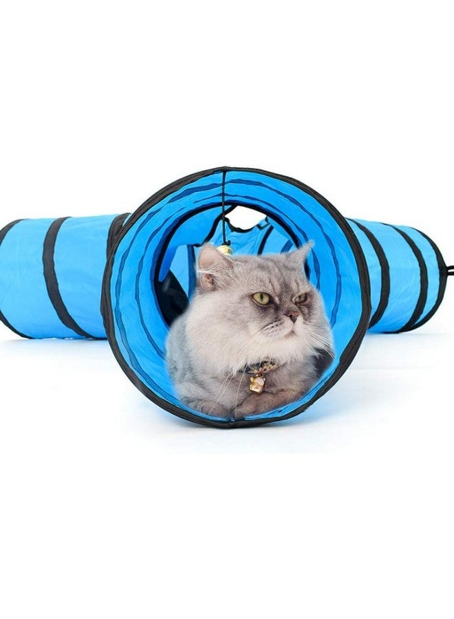 إيميلي بيتس لعبة نفق القطط الأليفة القابلة للطي بثلاث طرق، لعبة تفاعلية ممتعة للاختباء، لعبة طريق للقطط مع جرس للأرانب والقطط الصغيرة والجراء - Image 2