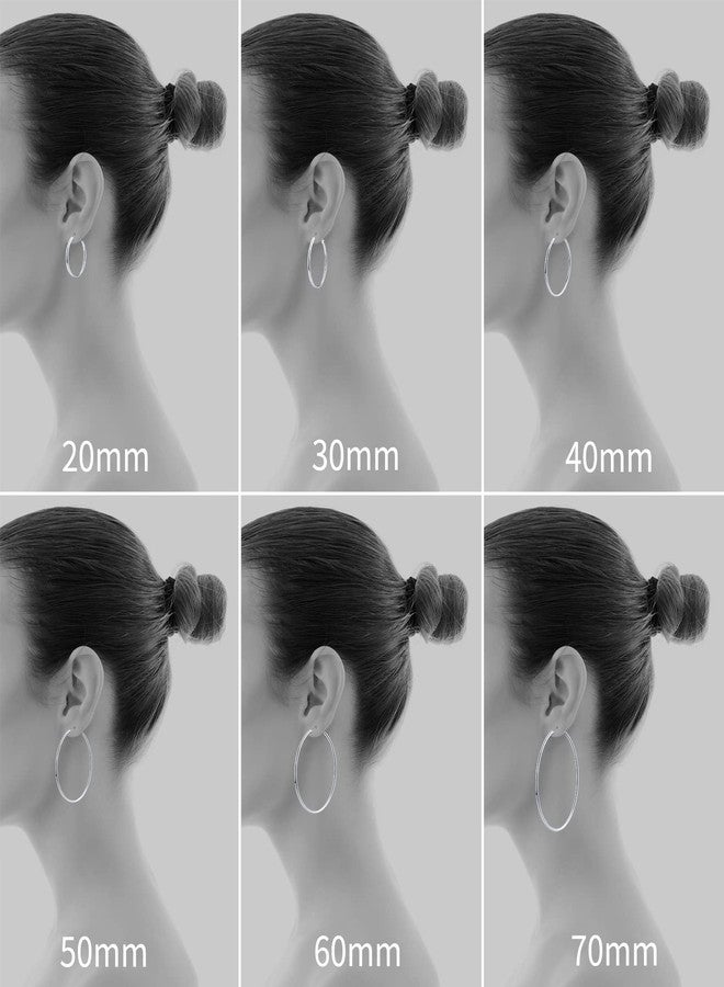Gacimy Gold Hoop Earrings for Women 14K Gold Plated, 925 Sterling Silver Post Hypoallergenic Earrings Hoops for Women, 60mm, Sterling Silver, No Gemstone - Image 3
