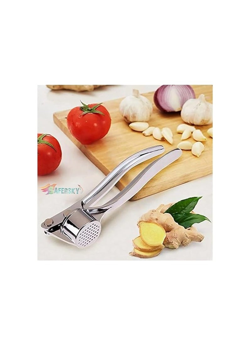 SAFERSKY SAFERSKY® Garlic Crusher Presser Garlic Press Multi-Function Manual Portable Garlic Crusher Curved Garlic Ginger Mincer Stainless Steel Garlic Presser Grinding Slicer Squeeze Press Garlic Chopper  - Image 2