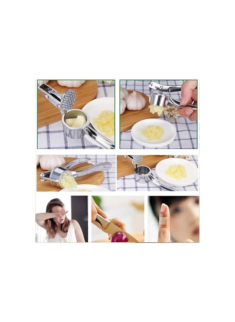 SAFERSKY SAFERSKY® Garlic Crusher Presser Garlic Press Multi-Function Manual Portable Garlic Crusher Curved Garlic Ginger Mincer Stainless Steel Garlic Presser Grinding Slicer Squeeze Press Garlic Chopper  - Image 4