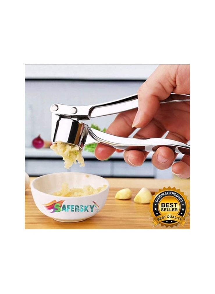 SAFERSKY SAFERSKY® Garlic Crusher Presser Garlic Press Multi-Function Manual Portable Garlic Crusher Curved Garlic Ginger Mincer Stainless Steel Garlic Presser Grinding Slicer Squeeze Press Garlic Chopper  - Image 3
