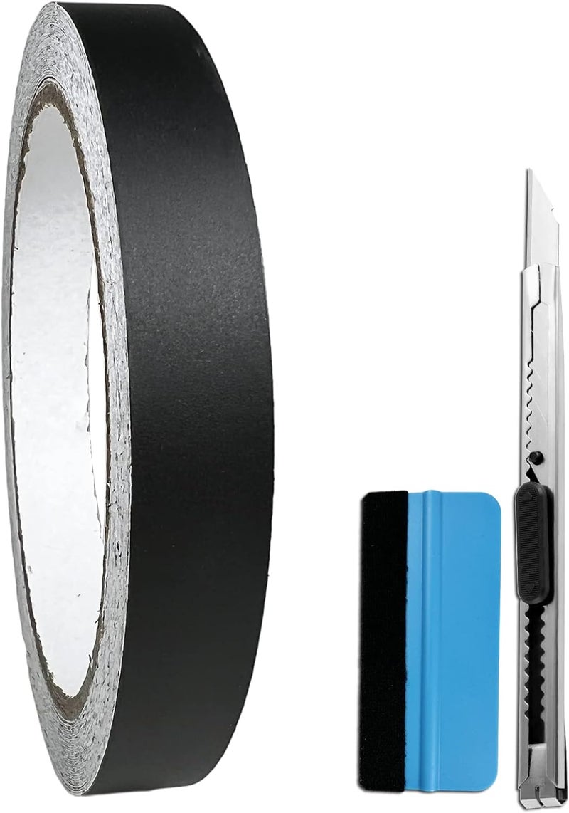 LZLRUN Black Matte Air-Release Adhesive Vinyl Tape Roll - Come with Installation Tool Set (1/2" x 30ft) - Image 1
