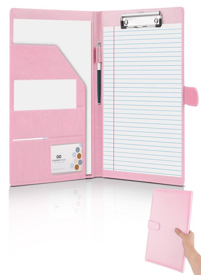 JTTJDB Professional Padfolio, Multi Function Faux Leather Portfolio Binder with Clipboard - Interview Resume Folder, Legal Document, Business Card Holder, for Office, Conference, Interviews (Pink) - Image 1