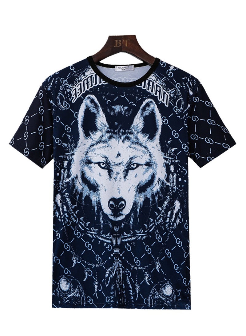 3D new personalized printing summer short-sleeved T-shirt men's trendy casual half-sleeved round neck top T-shirt - Image 1