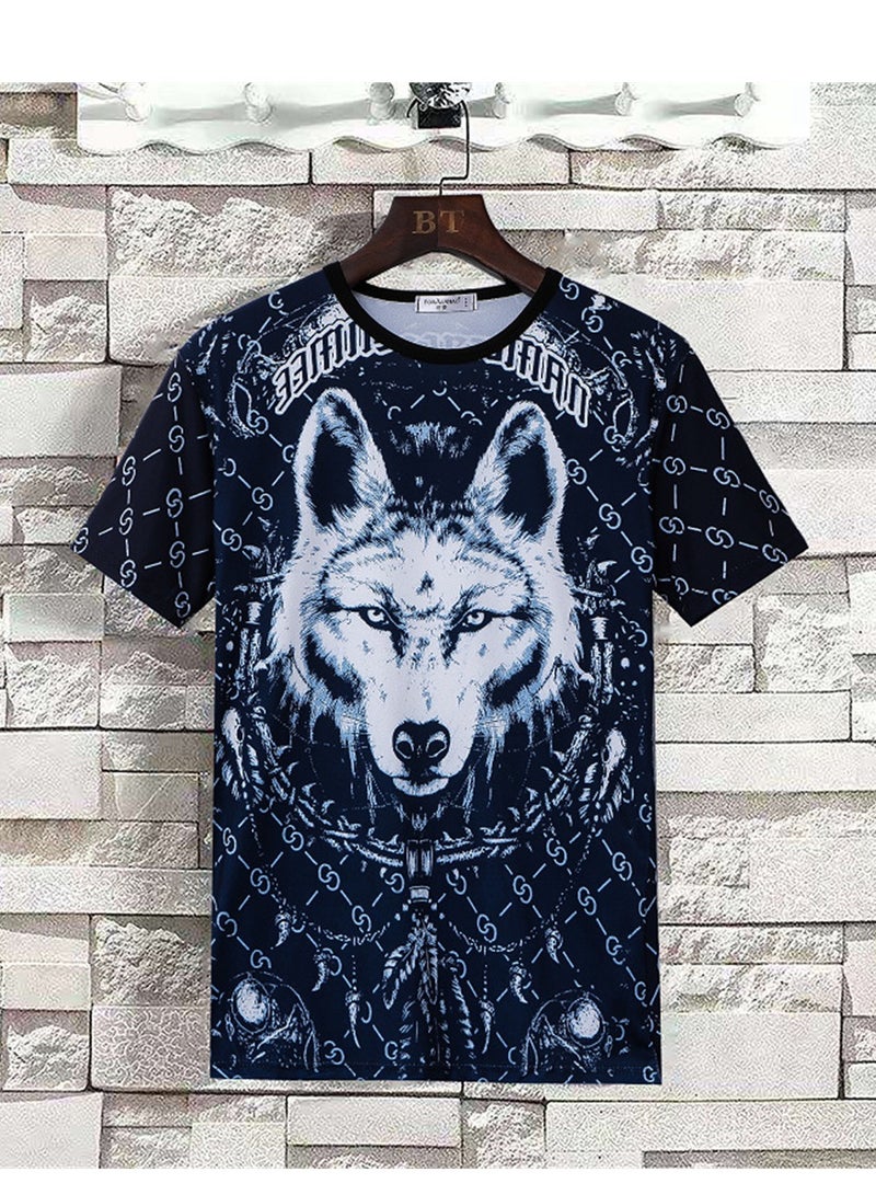 3D new personalized printing summer short-sleeved T-shirt men's trendy casual half-sleeved round neck top T-shirt - Image 2