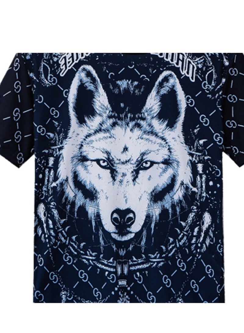 3D new personalized printing summer short-sleeved T-shirt men's trendy casual half-sleeved round neck top T-shirt - Image 3