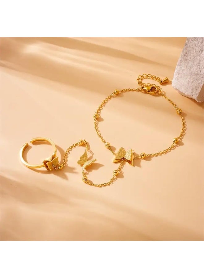 فيروز جوليري سوار الخاتم الحديث أنيق على شكل فراشة، سوار من ستانلس ستيل مجوهرات نسائية للفتيات. من فيروز جوليري - Image 5