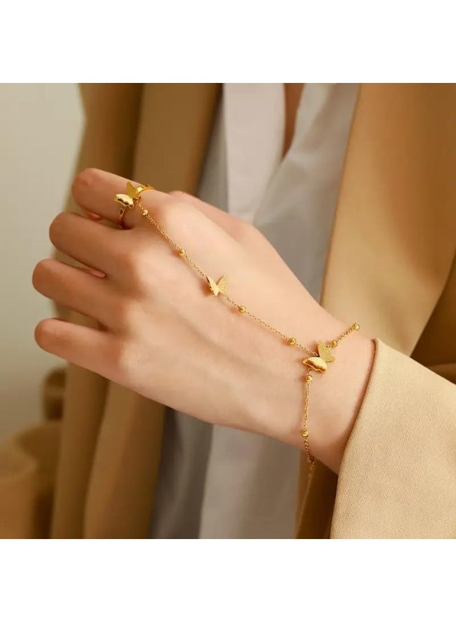 فيروز جوليري سوار الخاتم الحديث أنيق على شكل فراشة، سوار من ستانلس ستيل مجوهرات نسائية للفتيات. من فيروز جوليري - Image 3