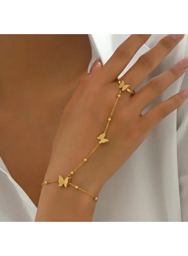 فيروز جوليري سوار الخاتم الحديث أنيق على شكل فراشة، سوار من ستانلس ستيل مجوهرات نسائية للفتيات. من فيروز جوليري - Image 2