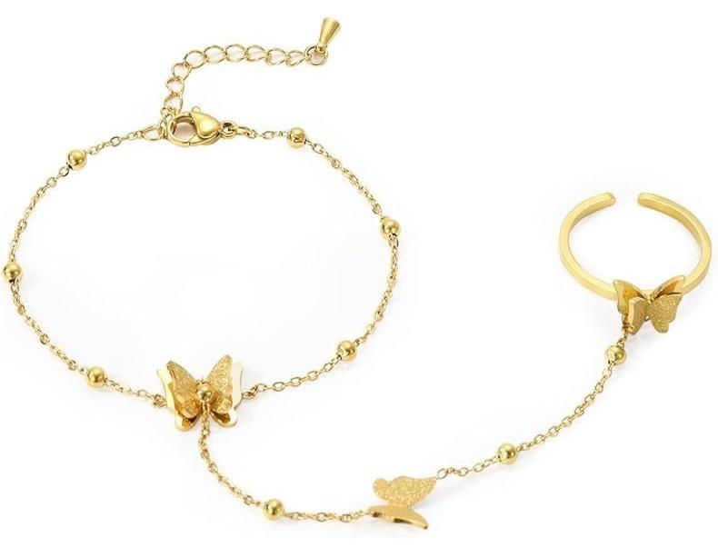 فيروز جوليري سوار الخاتم الحديث أنيق على شكل فراشة، سوار من ستانلس ستيل مجوهرات نسائية للفتيات. من فيروز جوليري - Image 1