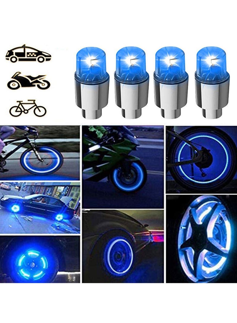 Y&D Bicycle Wheel Light, Blue LED Tire Valve Stem Neon Light Bulb Waterproof Spoke Flash for Cars, Motorcycles, Bicycles and Other Cover Accessories (4 Pieces) - Image 1