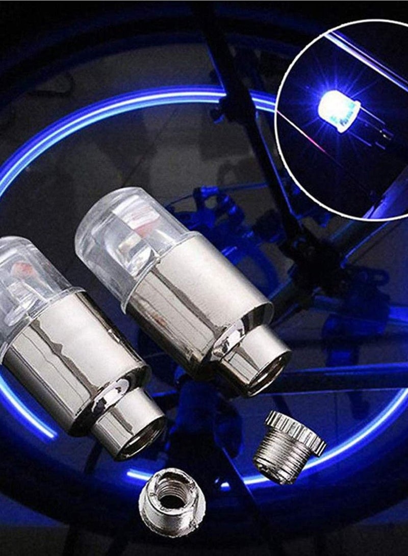 Y&D Bicycle Wheel Light, Blue LED Tire Valve Stem Neon Light Bulb Waterproof Spoke Flash for Cars, Motorcycles, Bicycles and Other Cover Accessories (4 Pieces) - Image 2