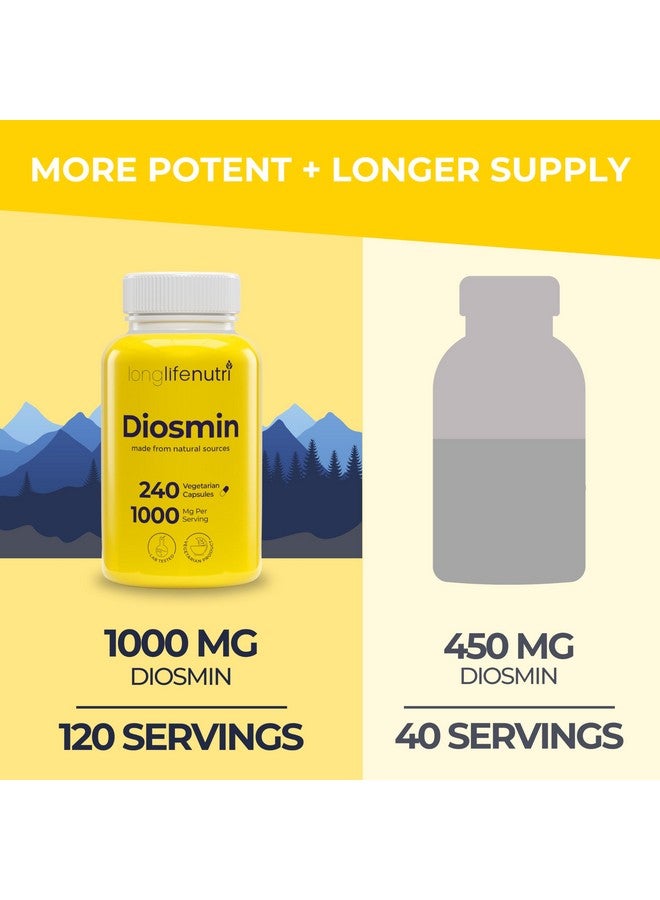 LongLifeNutri Diosmin 1000mg Advanced Formula - 240 Capsules for Circulatory Health Support, 4-Month Supply, Non-GMO, Made in USA - Daily Wellness Supplement - Image 2