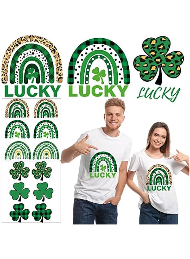 Arabest 15 Pieces St. Patrick's Iron On Transfer Decals HTV Vinyl DIY Crafts Iron On Shamrock Luck Rainbow Vinyls Paper for St. Patricks Day Women Kids T-Shirts Pillowcase Hats Clothing DIY Crafts Supplies - Image 1
