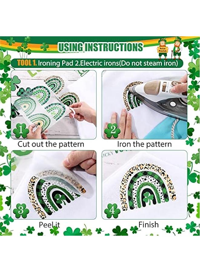 Arabest 15 Pieces St. Patrick's Iron On Transfer Decals HTV Vinyl DIY Crafts Iron On Shamrock Luck Rainbow Vinyls Paper for St. Patricks Day Women Kids T-Shirts Pillowcase Hats Clothing DIY Crafts Supplies - Image 2