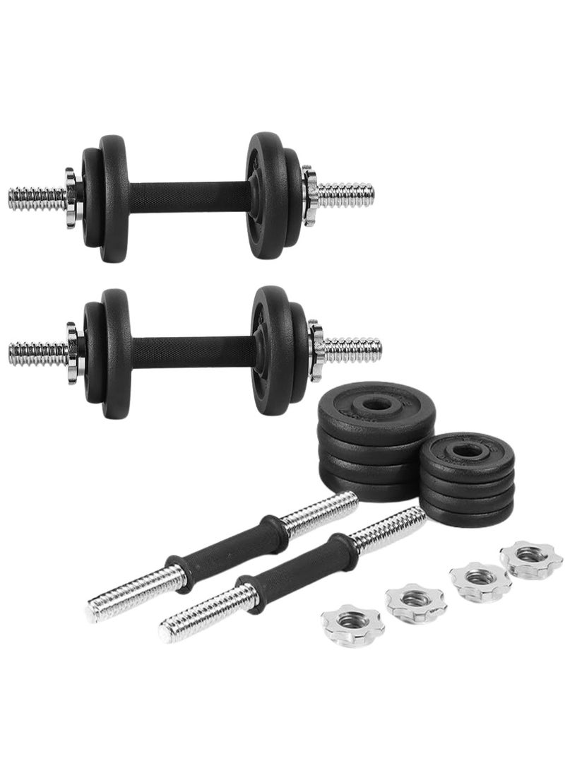 ENDLESS  10 Kg (22 Lb) Cast Iron Adjustable Dumbbell Set ( 4*1.5Kg , 4*0.5Kg , 2*1.5Kg Dumbell Rods with 4 Spinlocks )| Black | Perfect For Bodybuilding, Fitness, Weight Lifting And Training At Home Or Gym - Image 1