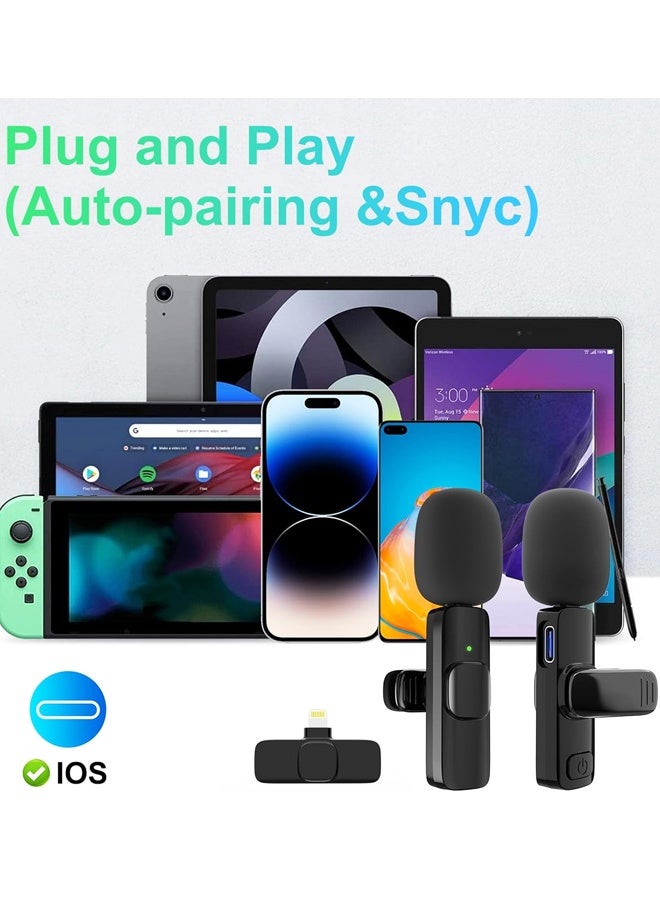 2PCS Wireless Lavalier Lapel Microphone for iPhone Vlog Recording - Image 2