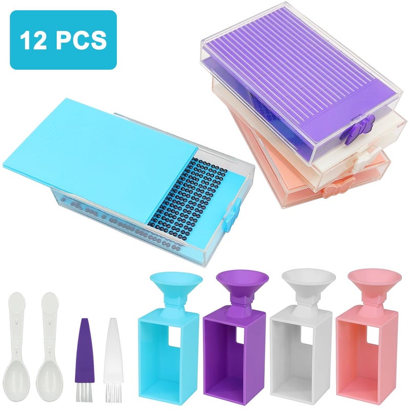 FineGood 8 Set Diamond Art Trays Accessories, FineGood Diamond Art Storage Kits for Adults Diamond Storage Containers Funnel for DIY Diamond Art Painting - Image 2