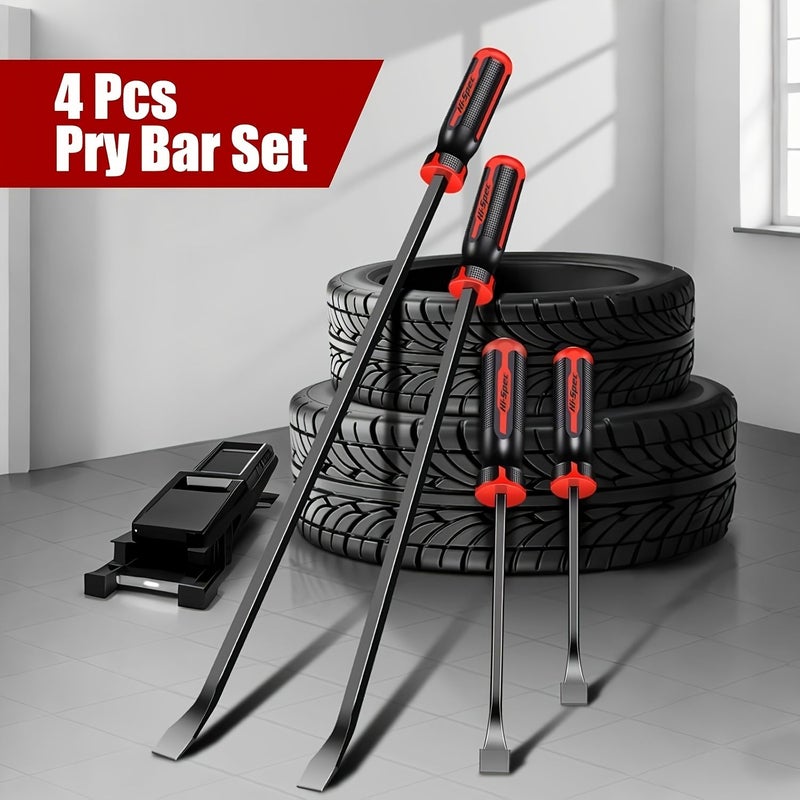 Heavy Duty 4Pcs Levers And Pry Bar Set With Reinforced Caps For Automotive Disassembly - Image 1